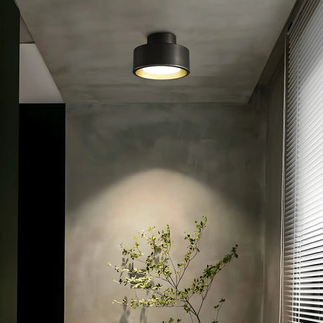 Hallway Black Cylinder LED Semi-Flush Mount Light Image - 2