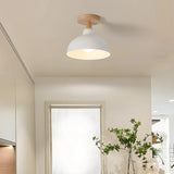 Hallway Black Dome Iron Semi-Flush Mount Ceiling Light Image - 3