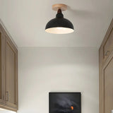 Hallway Black Dome Iron Semi-Flush Mount Ceiling Light Image - 9