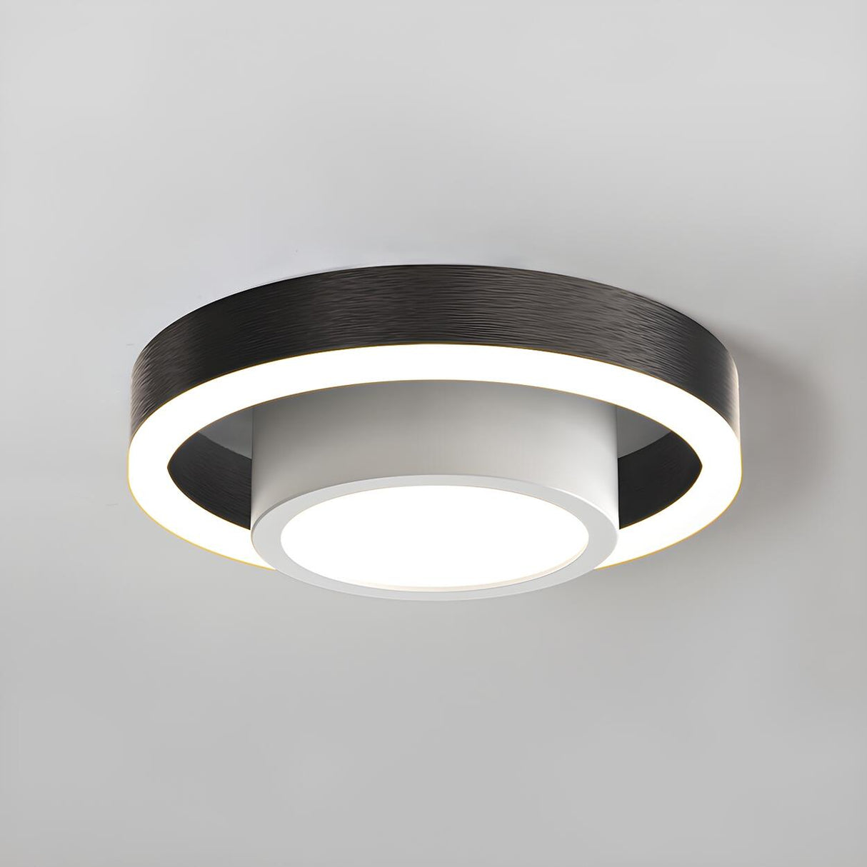 Hallway Black Dual Hoop LED Flush Mount Ceiling Light Image - 4