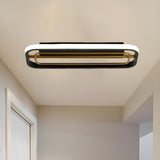 Hallway Black Gold Rectangular LED Flush Mount Light Image - 1