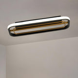 Hallway Black Gold Rectangular LED Flush Mount Light Image - 2