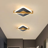 Hallway Black Gold Rhombus LED Flush Mount Ceiling Lamp Image - 1