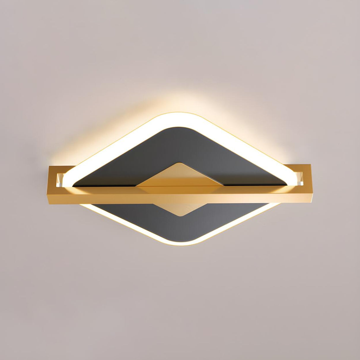 Hallway Black Gold Rhombus LED Flush Mount Ceiling Lamp Image - 4