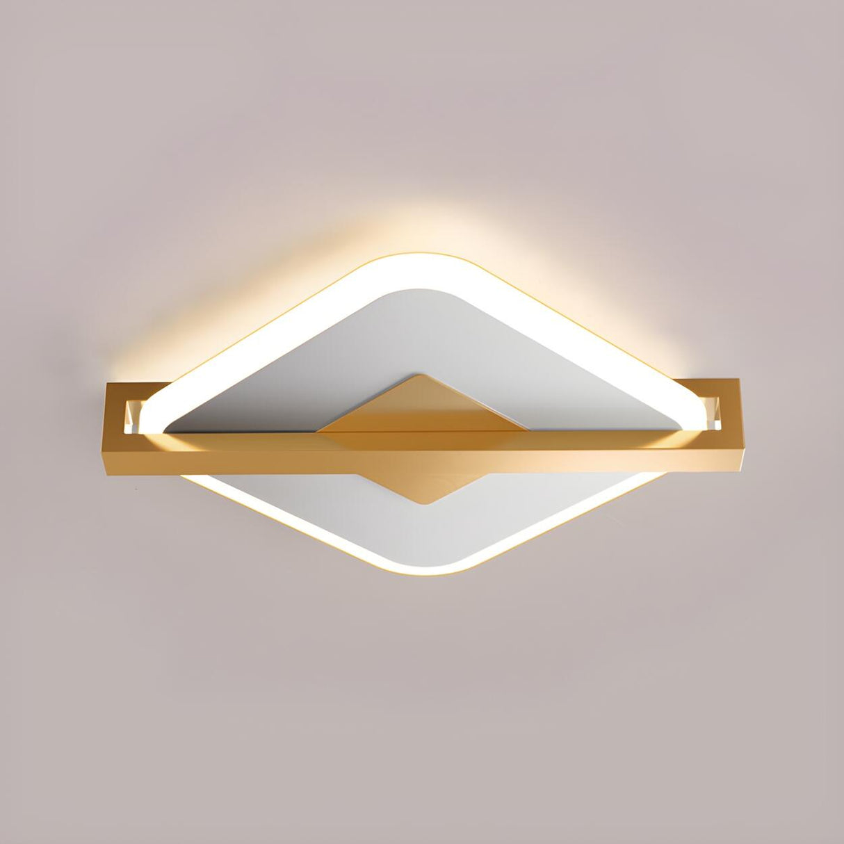 Hallway Black Gold Rhombus LED Flush Mount Ceiling Lamp Image - 8