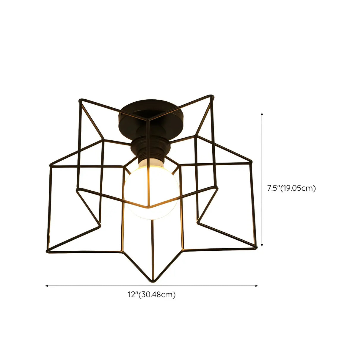 Hallway Black Iron Globe Flush Mount Ceiling Light Image - 28