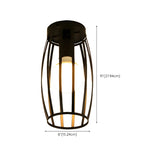 Hallway Black Iron Globe Flush Mount Ceiling Light Image - 29