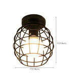 Hallway Black Iron Globe Flush Mount Ceiling Light Image - 38