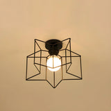 Hallway Black Iron Globe Flush Mount Ceiling Light Image - 9