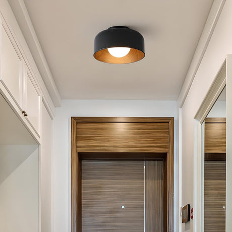 Hallway Black Jar Semi-Flush Mount Ceiling Light Image - 1