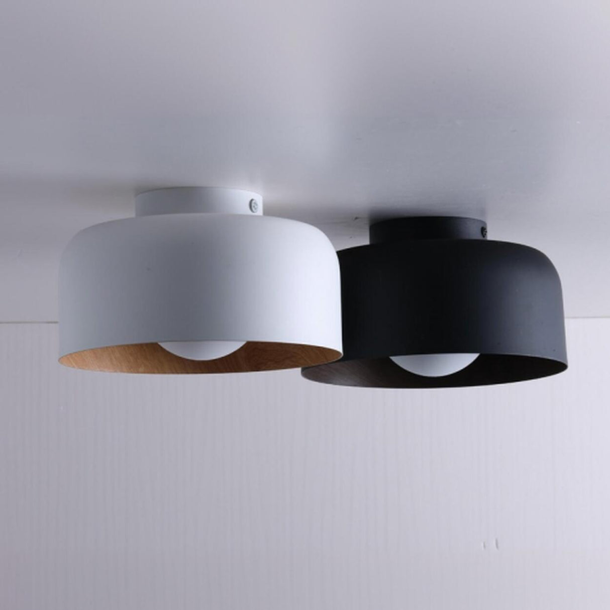 Hallway Black Jar Semi-Flush Mount Ceiling Light Image - 6