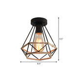 Hallway Black Metal Diamond Rope Semi-Flush Mount Light #size