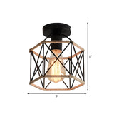 Hallway Black Metal Diamond Rope Semi-Flush Mount Light Image - 14