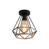 Hallway Black Metal Diamond Rope Semi-Flush Mount Light Image - 4