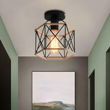 Hallway Black Metal Diamond Rope Semi-Flush Mount Light Image - 7