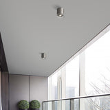 Hallway Black Nickel Cylinder Flush Mount Ceiling Light Image - 3