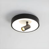 Hallway Black Round Adjustable Flush Mount Ceiling Lamp Image - 10