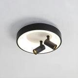 Hallway Black Round Adjustable Flush Mount Ceiling Lamp Image - 11