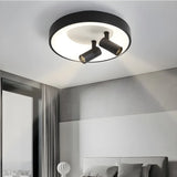 Hallway Black Round Adjustable Flush Mount Ceiling Lamp Image - 15