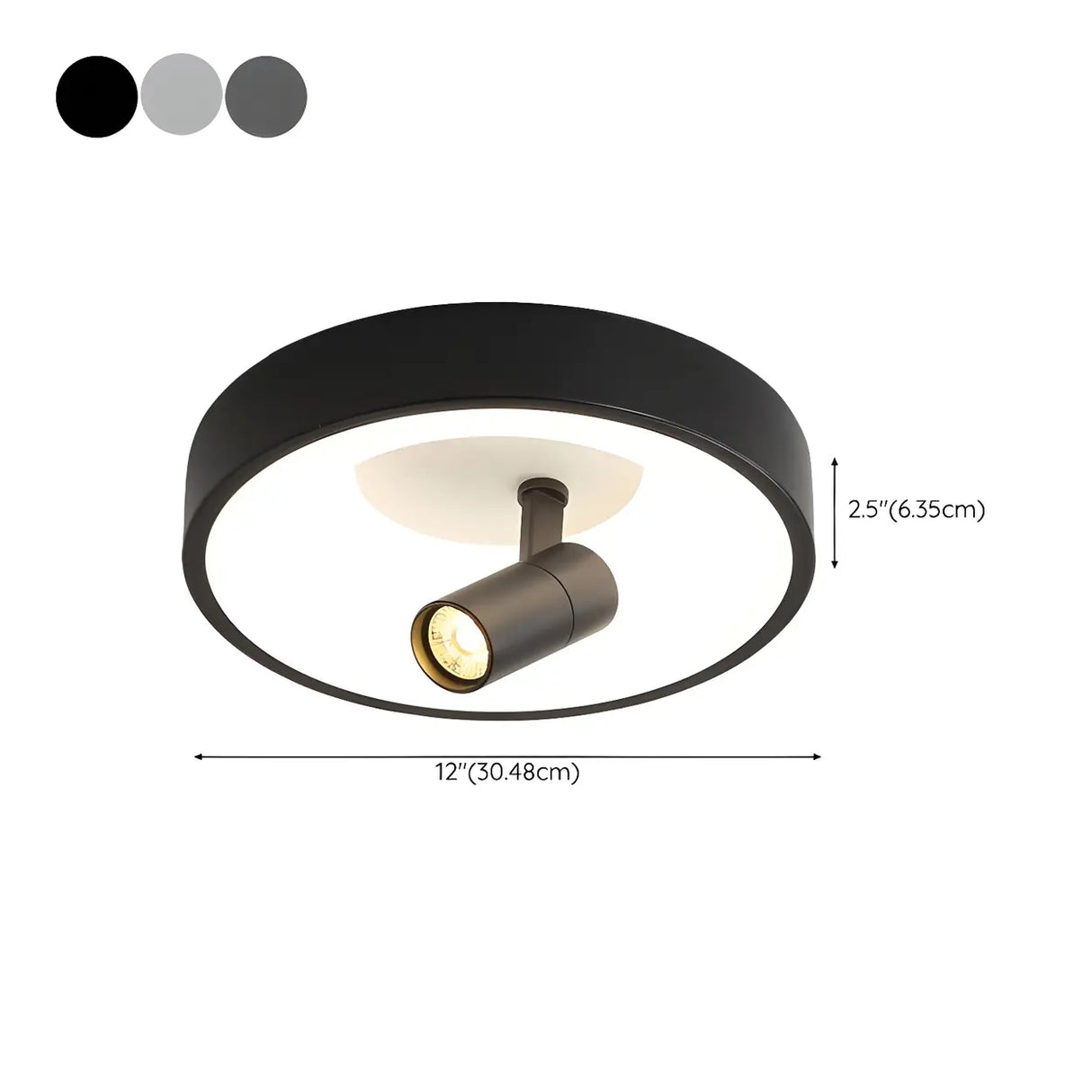 Hallway Black Round Adjustable Flush Mount Ceiling Lamp 