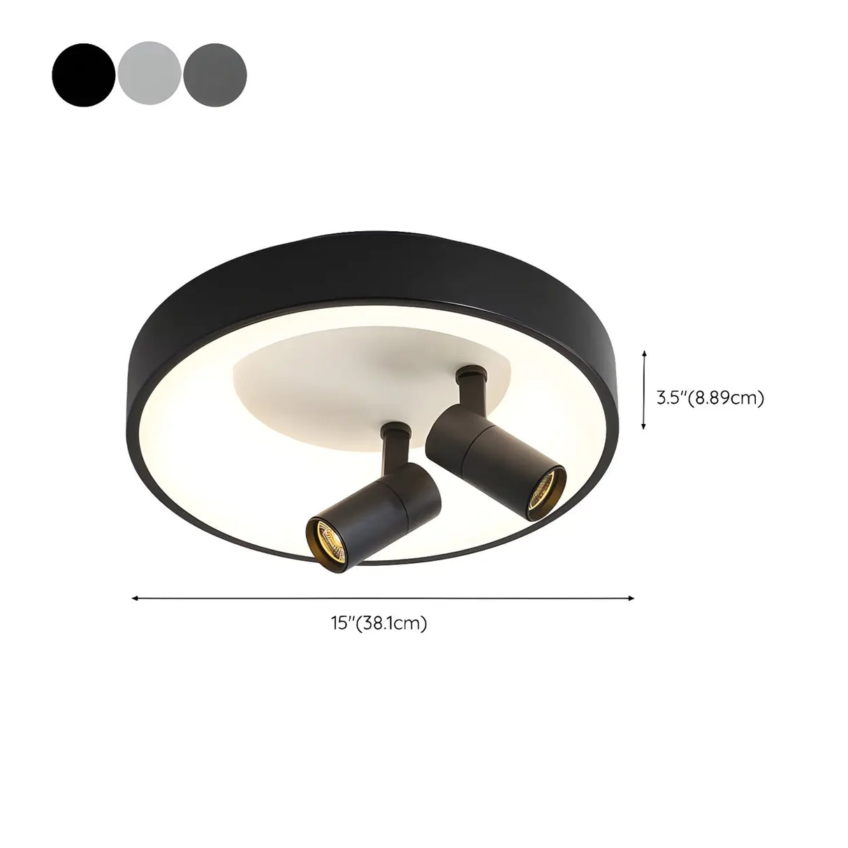 Hallway Black Round Adjustable Flush Mount Ceiling Lamp Image - 18