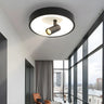 Hallway Black Round Adjustable Flush Mount Ceiling Lamp Image - 6