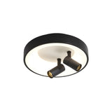 Hallway Black Round Adjustable Flush Mount Ceiling Lamp Image - 7