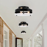 Hallway Black Round Clear Glass Semi-Flush Mount Light Image - 2