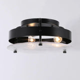 Hallway Black Round Clear Glass Semi-Flush Mount Light Image - 4