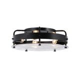 Hallway Black Round Clear Glass Semi-Flush Mount Light Image - 5