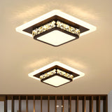 Hallway Black Round Crystal Flush Mount Ceiling Light Image - 2