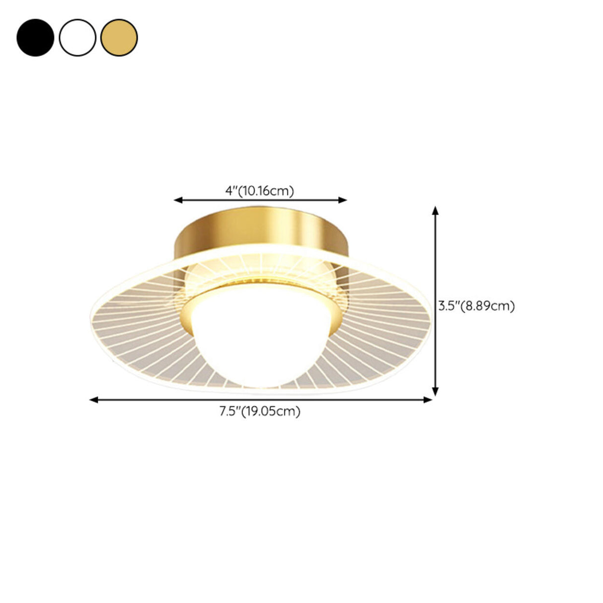 Hallway Black Round LED Semi-Flush Mount Ceiling Light 