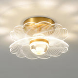 Hallway Black Round LED Semi-Flush Mount Ceiling Light Image - 5