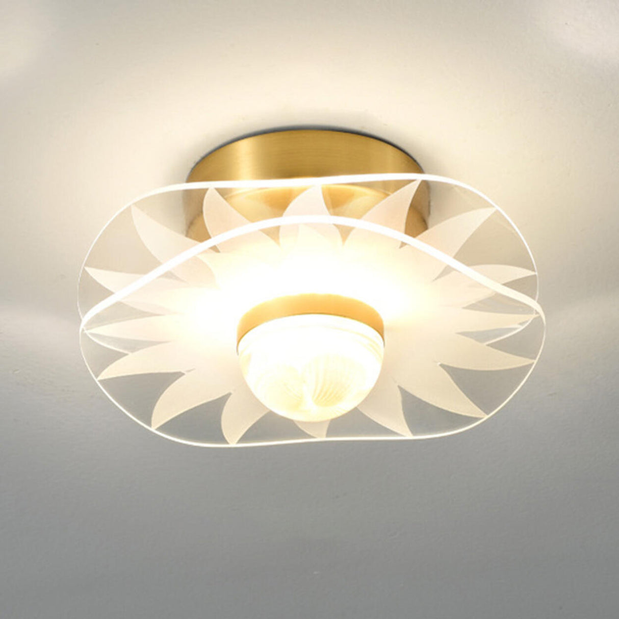 Hallway Black Round LED Semi-Flush Mount Ceiling Light Image - 9