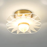 Hallway Black Round LED Semi-Flush Mount Ceiling Light Image - 9