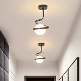 Hallway Black Spiral Globe Semi-Flush Mount Light Image - 1