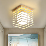 Hallway Black Square Cage Flush Mount Ceiling Light Image - 7