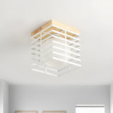 Hallway Black Square Cage Flush Mount Ceiling Light Image - 8