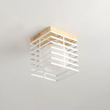 Hallway Black Square Cage Flush Mount Ceiling Light Image - 9