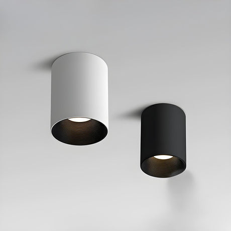 Hallway Black-White Cylinder LED Flush Mount Light Image - 1