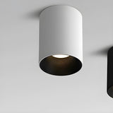 Hallway Black-White Cylinder LED Flush Mount Light Image - 18