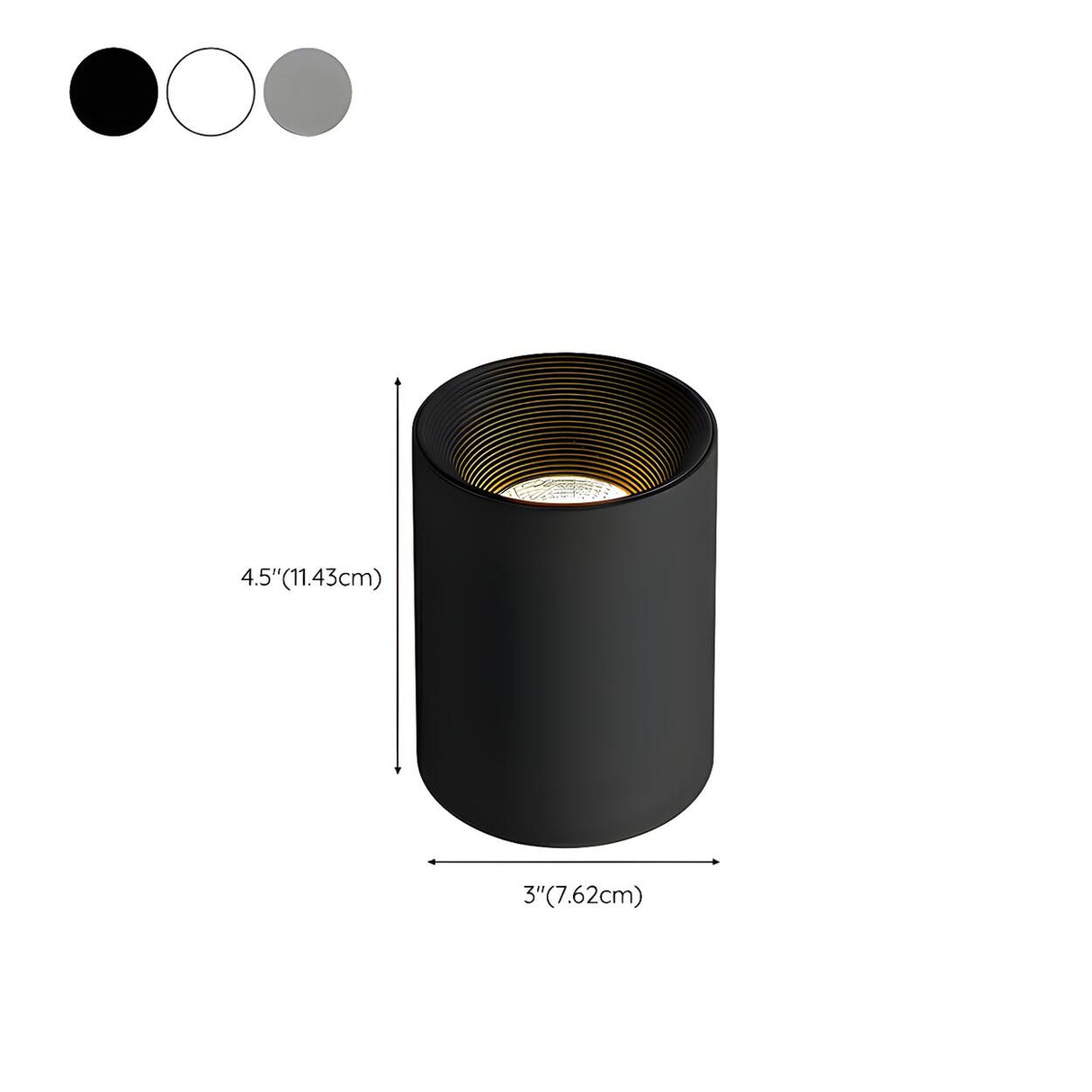 Hallway Black-White Cylinder LED Flush Mount Light 