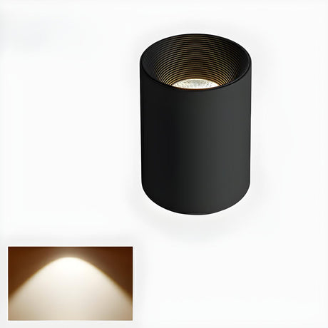 Hallway Black-White Cylinder LED Flush Mount Light Image - 2