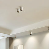 Hallway Black-White Cylinder LED Flush Mount Light Image - 4