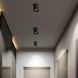 Hallway Black-White Cylinder LED Flush Mount Light Image - 5