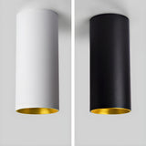 Hallway Black White Cylinder Semi-Flush Mount Light Image - 1