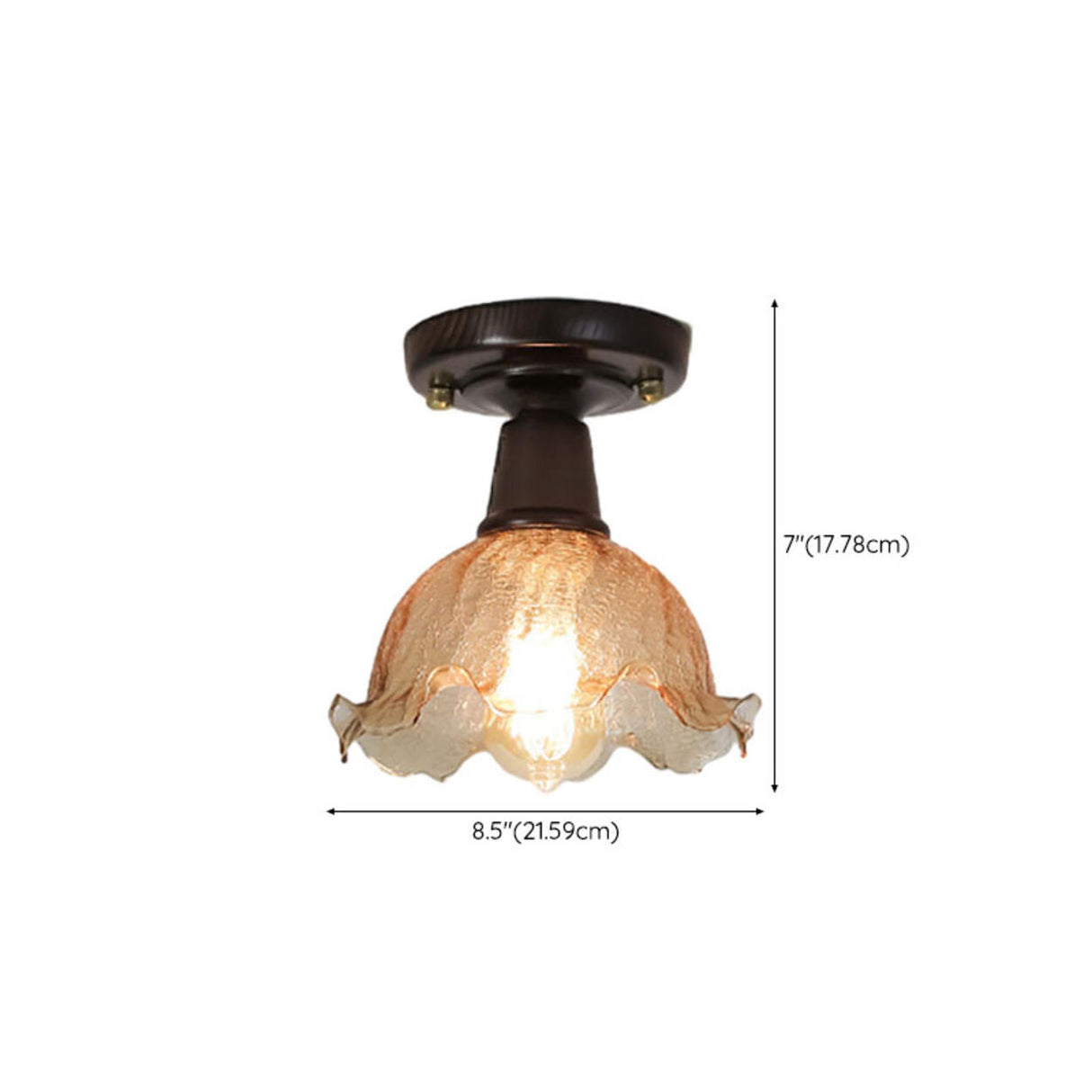 Hallway Brown Floral Clear Glass Semi-Flush Mount Light 