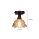 Hallway Brown Floral Clear Glass Semi-Flush Mount Light #size