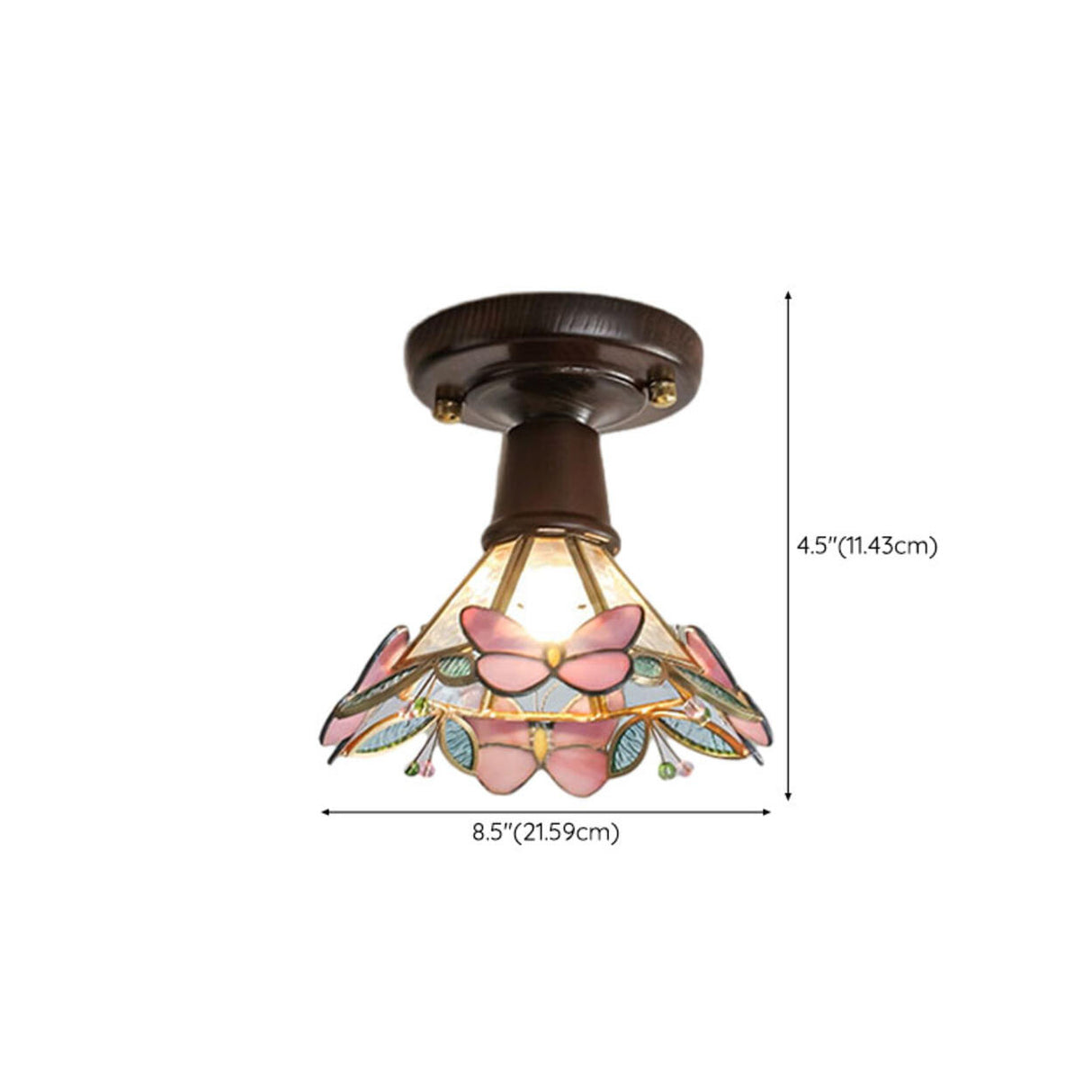 Hallway Brown Floral Clear Glass Semi-Flush Mount Light Image - 20