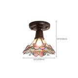 Hallway Brown Floral Clear Glass Semi-Flush Mount Light Image - 20